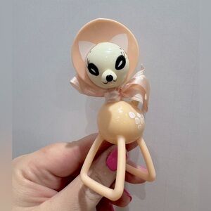 Vintage plakie baby rattle peach pink Figurine 1950s 1960s